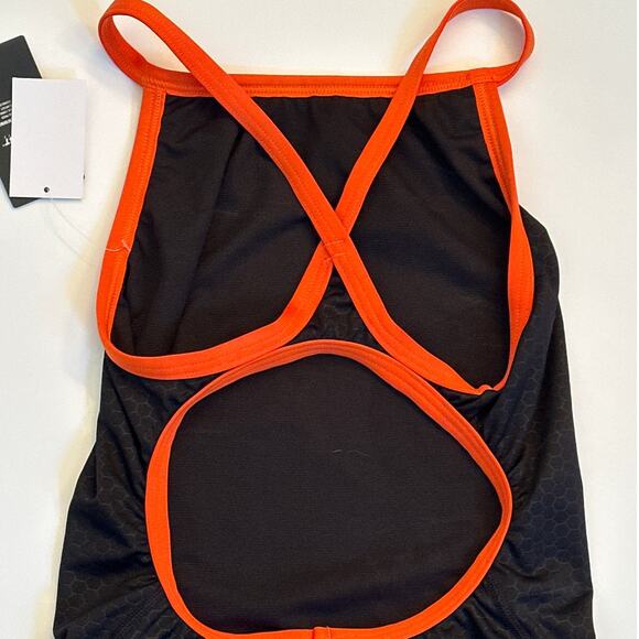 TYR Women's Durafast Elite Diamondfit Hexa One Piece Swimsuit M Black Orange - Picture 5 of 9